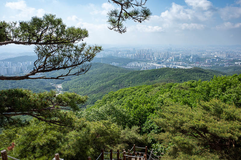 Korea-Suwon-Hiking-Gwanggyosan - Probably the best view of the day, from about half way up. That is part of Suwon.