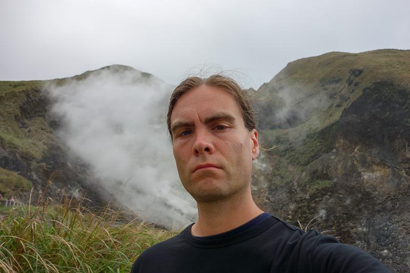 Taiwan-Taipei-Hiking-Yangmingshan - So I took a double chin selfie and set off. Walk around the base of the mountains back to the main bus station.