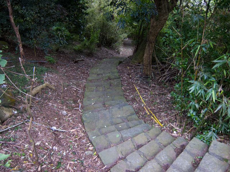 Taiwan-Taipei-Hiking-Yangmingshan - Pausing to look back down. The path was great quality the whole way. Its a bit mind boggling that they built it all. It is however very slippery when 