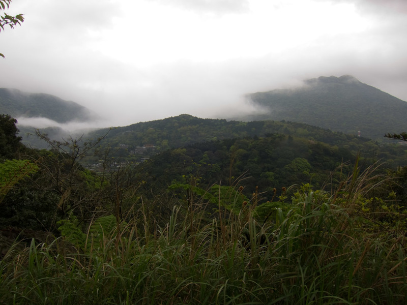 Taiwan-Taipei-Hiking-Yangmingshan - I decided to continue on. Surely the way down the other side is shorter right? Here is looking back up to the top, now covered in cloud/fog/mist.